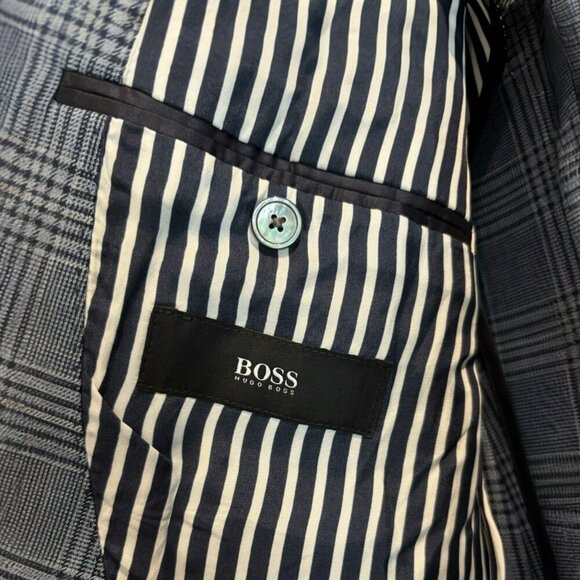 Hugo Boss Blue Plaid Wool Blazer – Men’s 40L | Preppy Academia Sport Coat - Picture 4 of 7